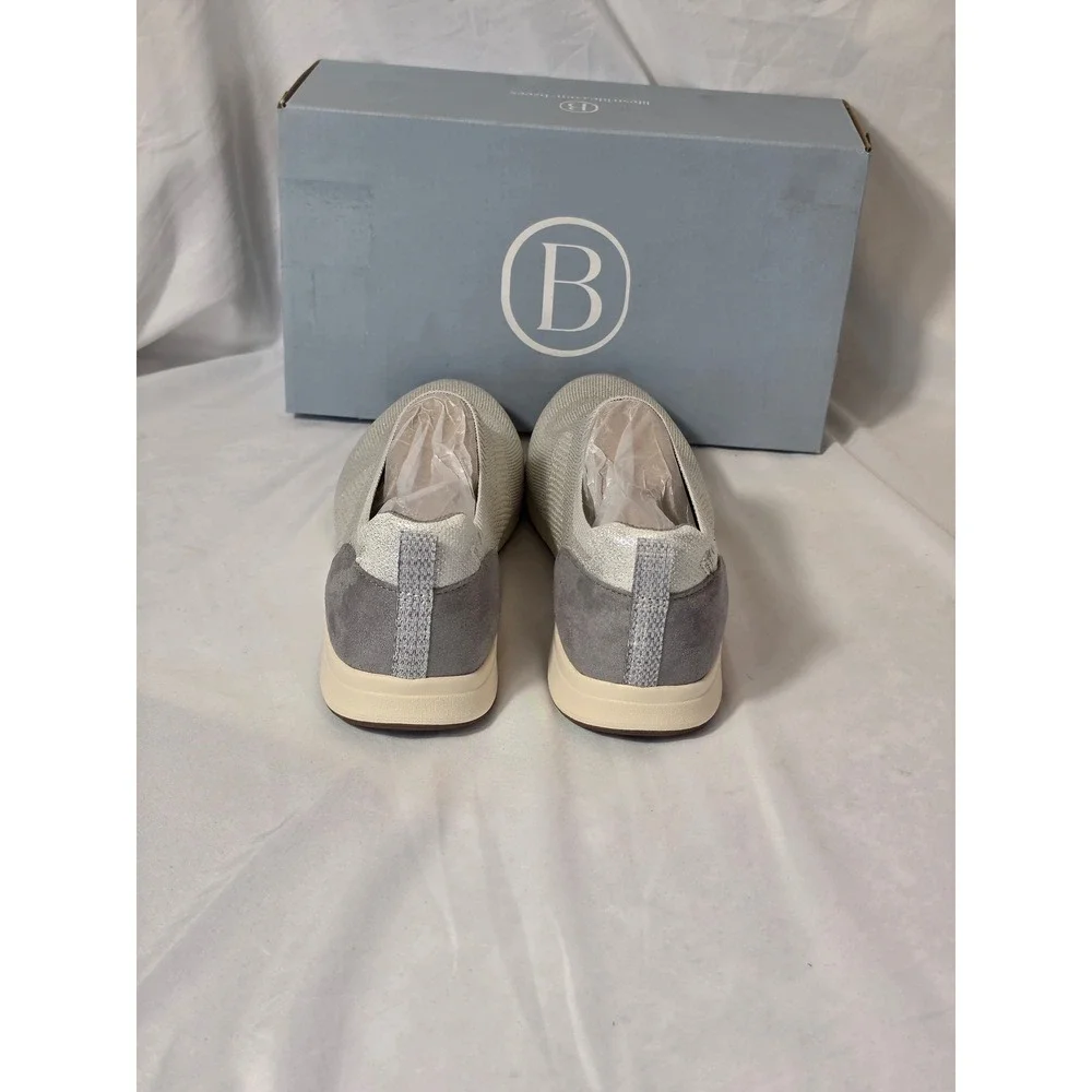 Bzees LifeStride Respect Oyster Grey Metallic Knit Slip On Sneakers Womens 11 M